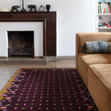 Hedgerow Flatweave Rug - Dark Brown and Mustard