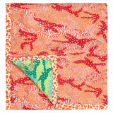 Big Cat Camo Baby quilt handprinted with animal prints - tiger stripes and leopard spots - camouflaged in a camo pattern in vibrant shades of orange and red.