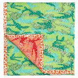 Big Cat Camo Baby quilt handprinted with animal prints - tiger stripes and leopard spots - camouflaged in a camo pattern in vibrant shades of green.