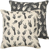 Grey Peace Hands Woven Cushion Cover