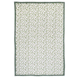 Green pine baby quilt handprinted with a nature inspired pattern of pine tree branches.