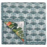 The reverse of the Mountain Zig Zag baby quilt, a blue geometric architecture inspired print.