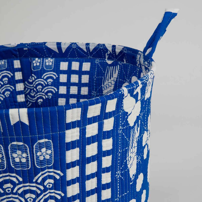 Blue Festival Quilted Storage Basket