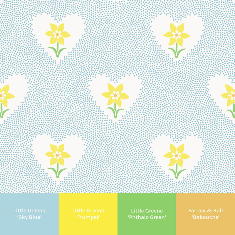 Daffodil Hearts Wallpaper - Sky Blue