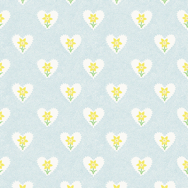 Daffodil Hearts Wallpaper - Sky Blue