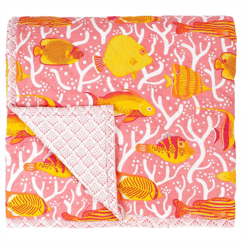 Pink Coral Reef Small Double Quilt - Seconds