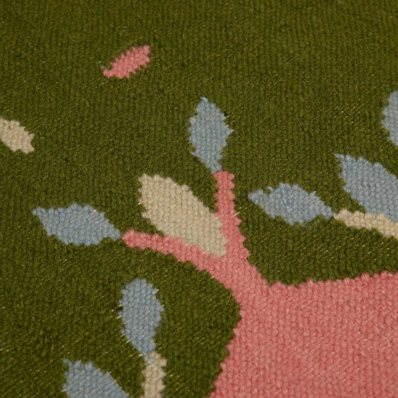 Hedgerow Flatweave Rug - Green and Pink