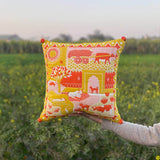 Farm Life Pom Pom Cushion Cover - Sample