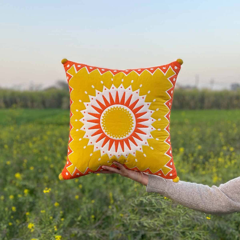 Indian Summer Pom Pom Cushion Cover - Sample