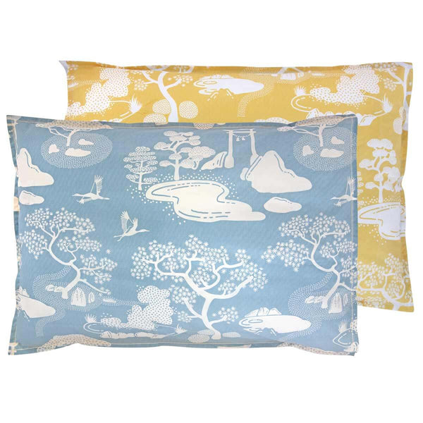 Blue and Yellow Zen Onsen Garden Pillowcase