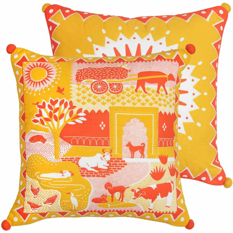 Farm Life & Indian Summer Pom Pom Cushion Cover - Sample