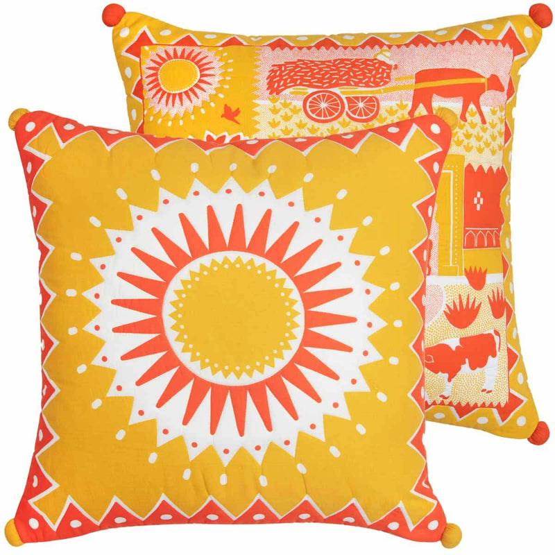 Farm Life & Indian Summer Pom Pom Cushion Cover - Sample