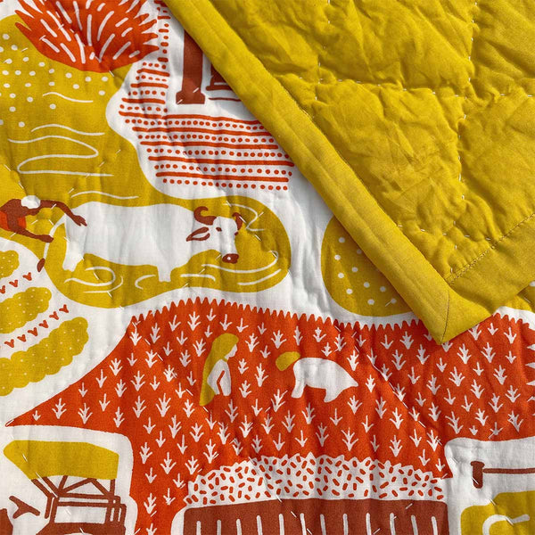 Yellow Farm Life Baby Quilt - Sample