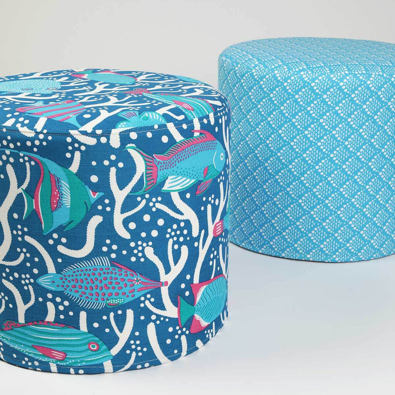 Blue Solid Fish Scale Pouf - Sample