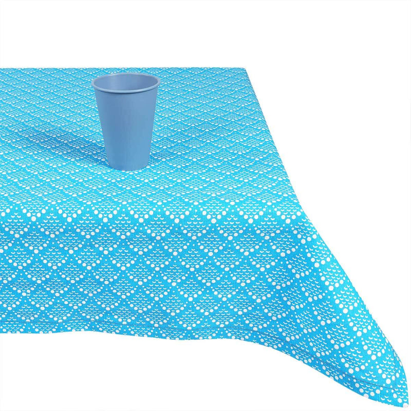 Blue Solid Fish Scale Table Cloth