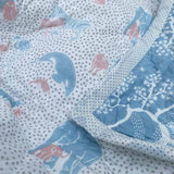 Dusty Blue Animals / Zen Onsen Garden Baby Quilt - Sample
