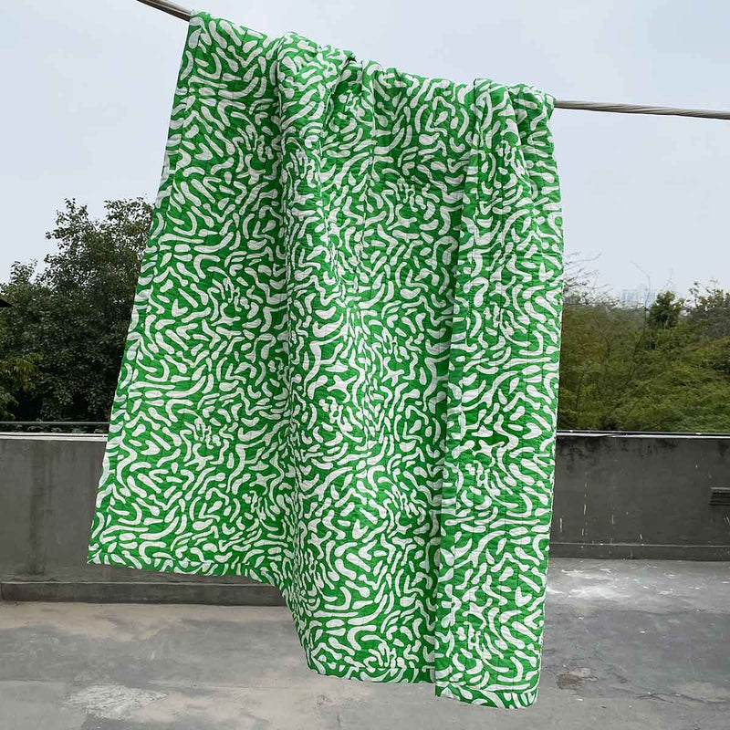 Green Golf Course Quilted Throw - Sample