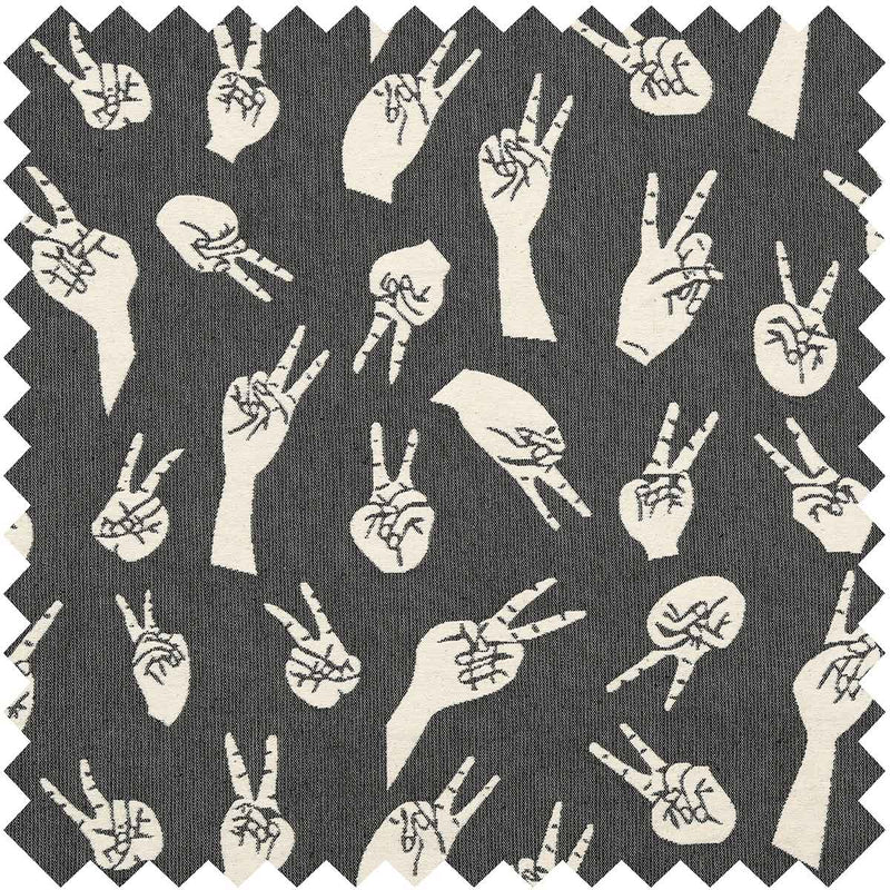 Grey Peace Hands Fabric - Various Sizes