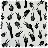 White Peace Hands Fabric