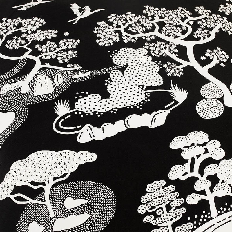 Black Zen Onsen Garden Cushion Cover