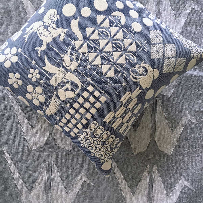 Blue Festival Woven Cushion Cover