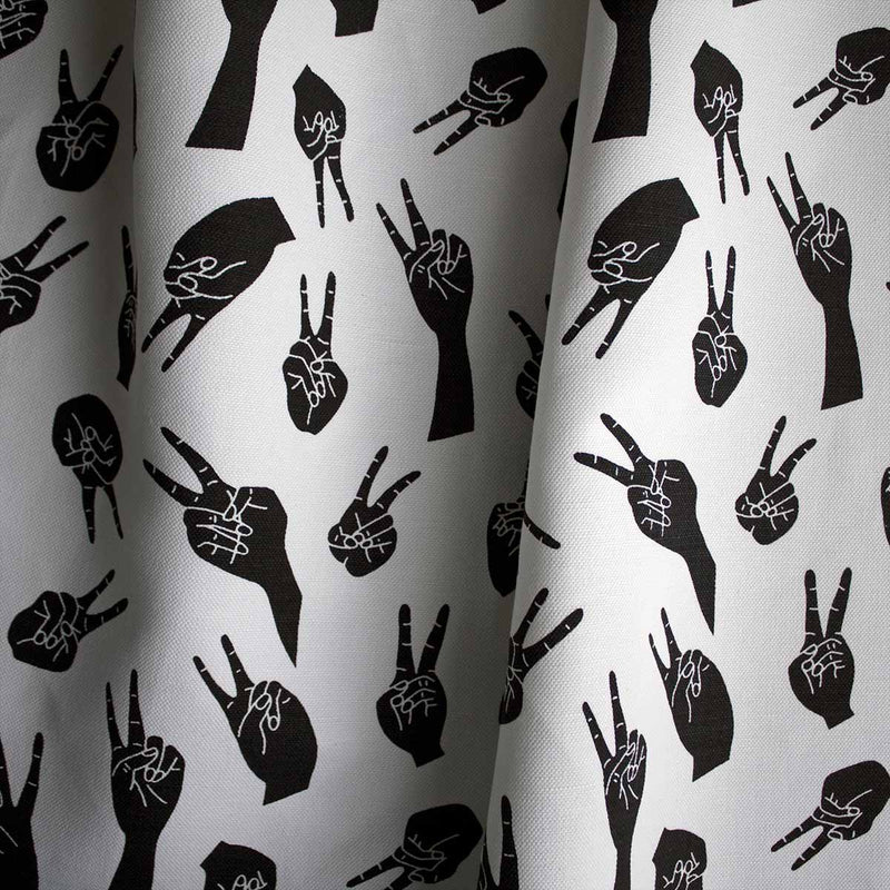 White Peace Hands Fabric